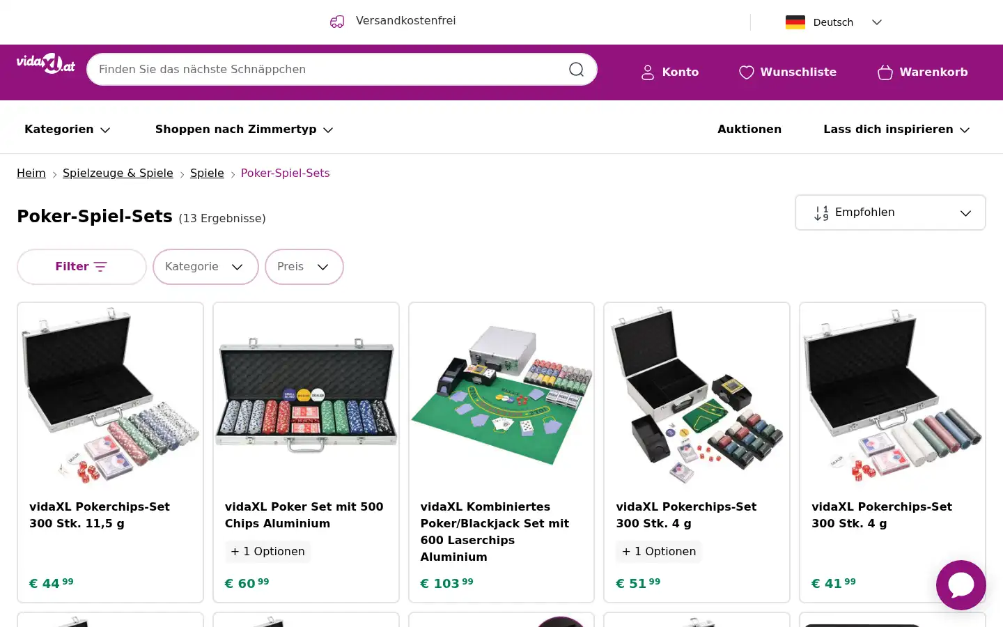 Screenshot of vidaxl.at