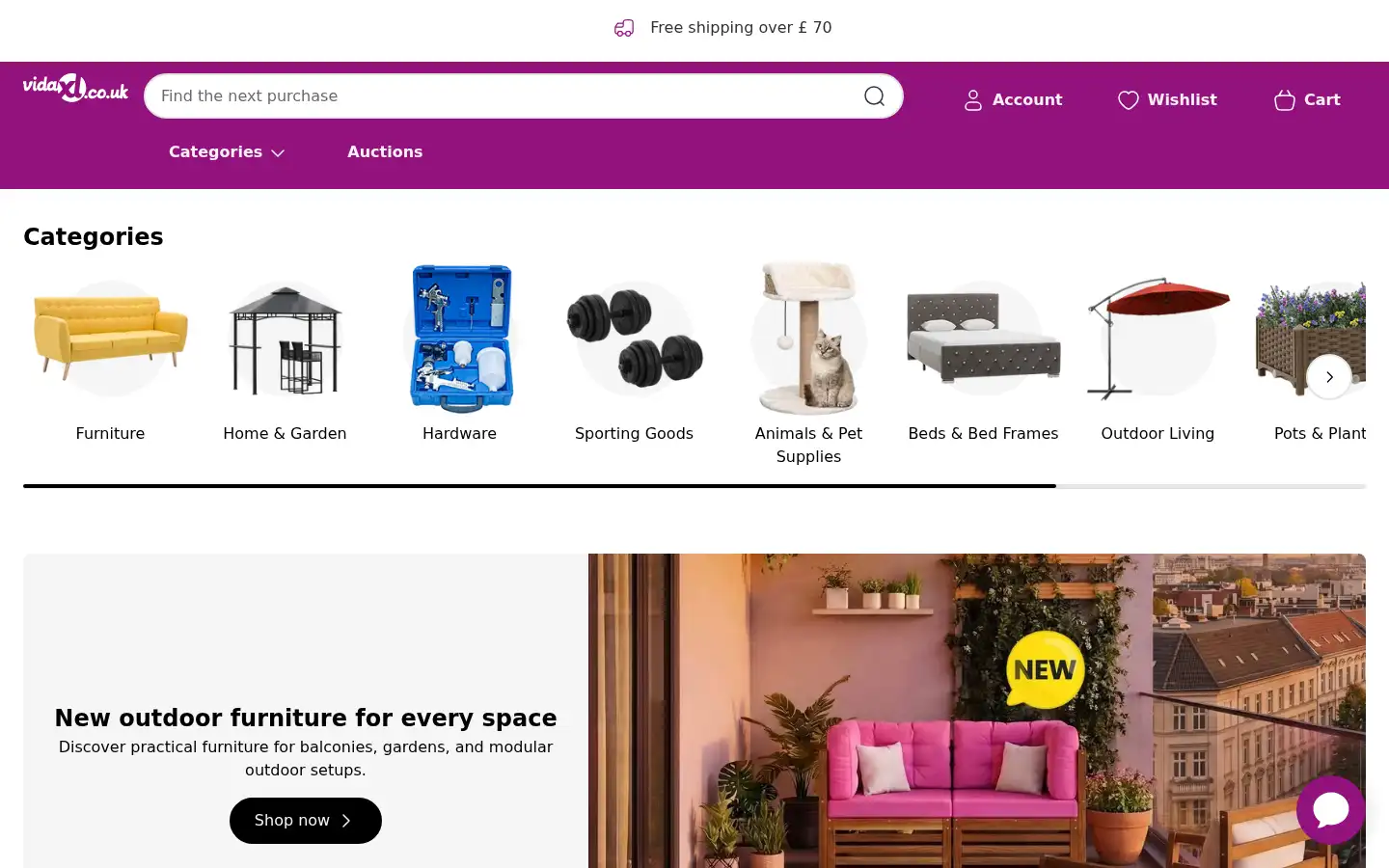 Screenshot of vidaxl.co.uk