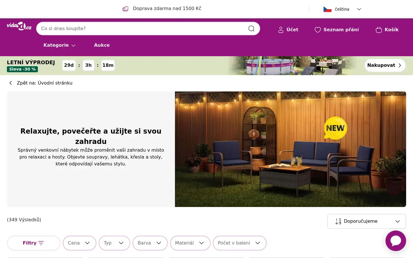 Screenshot of vidaxl.cz