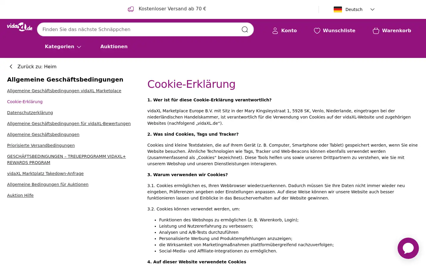 Screenshot of vidaxl.de