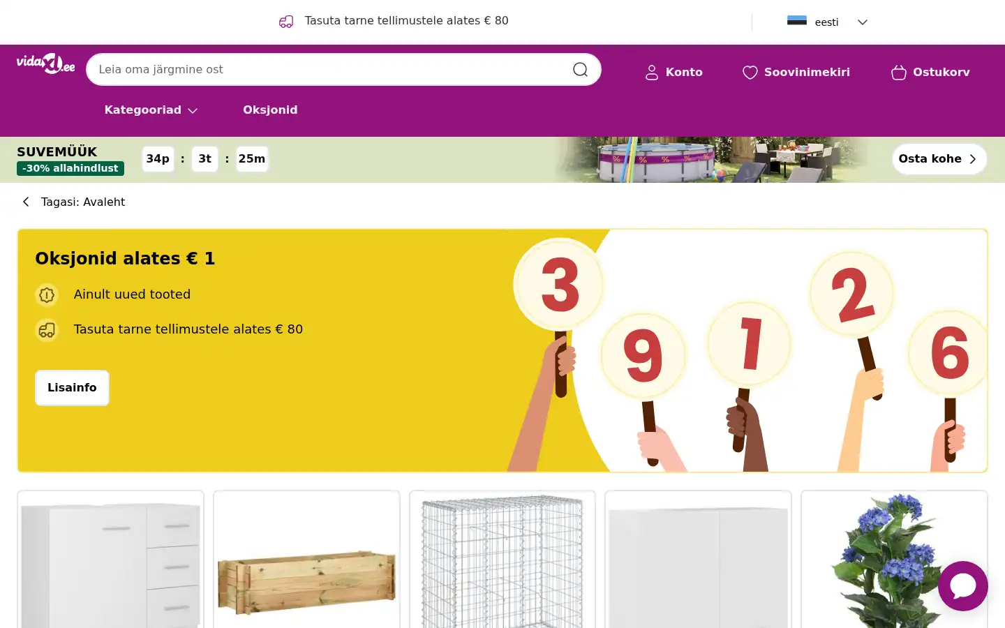 Screenshot of vidaxl.ee