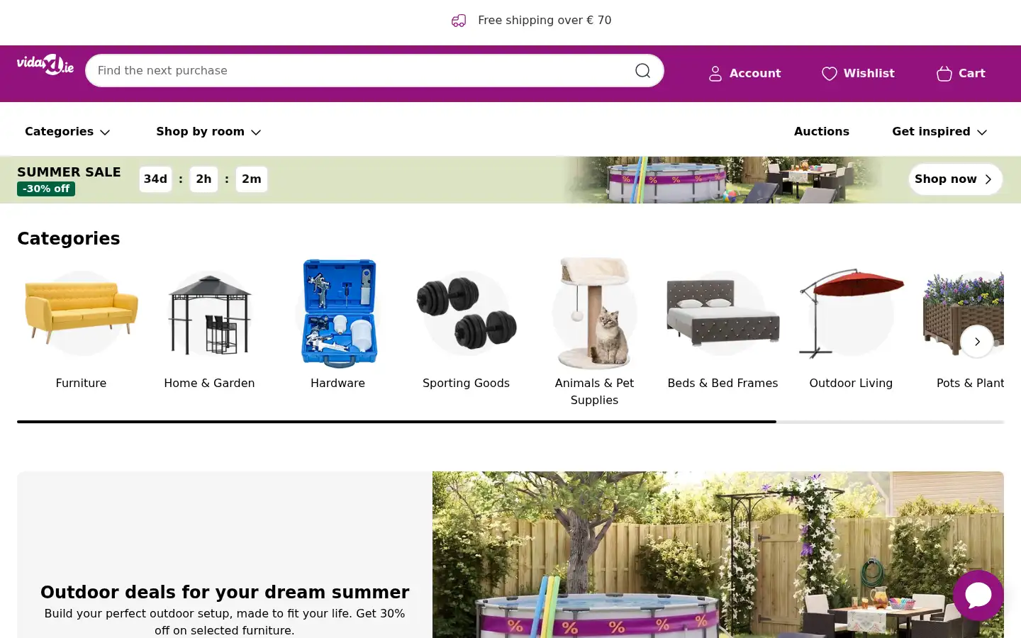 Screenshot of vidaxl.ie