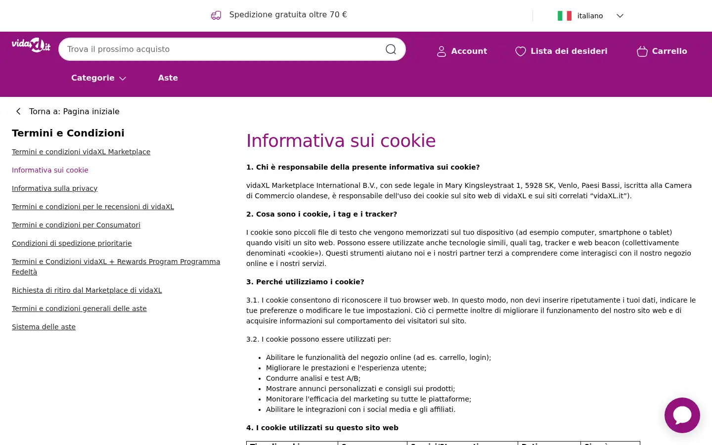 Screenshot of vidaxl.it