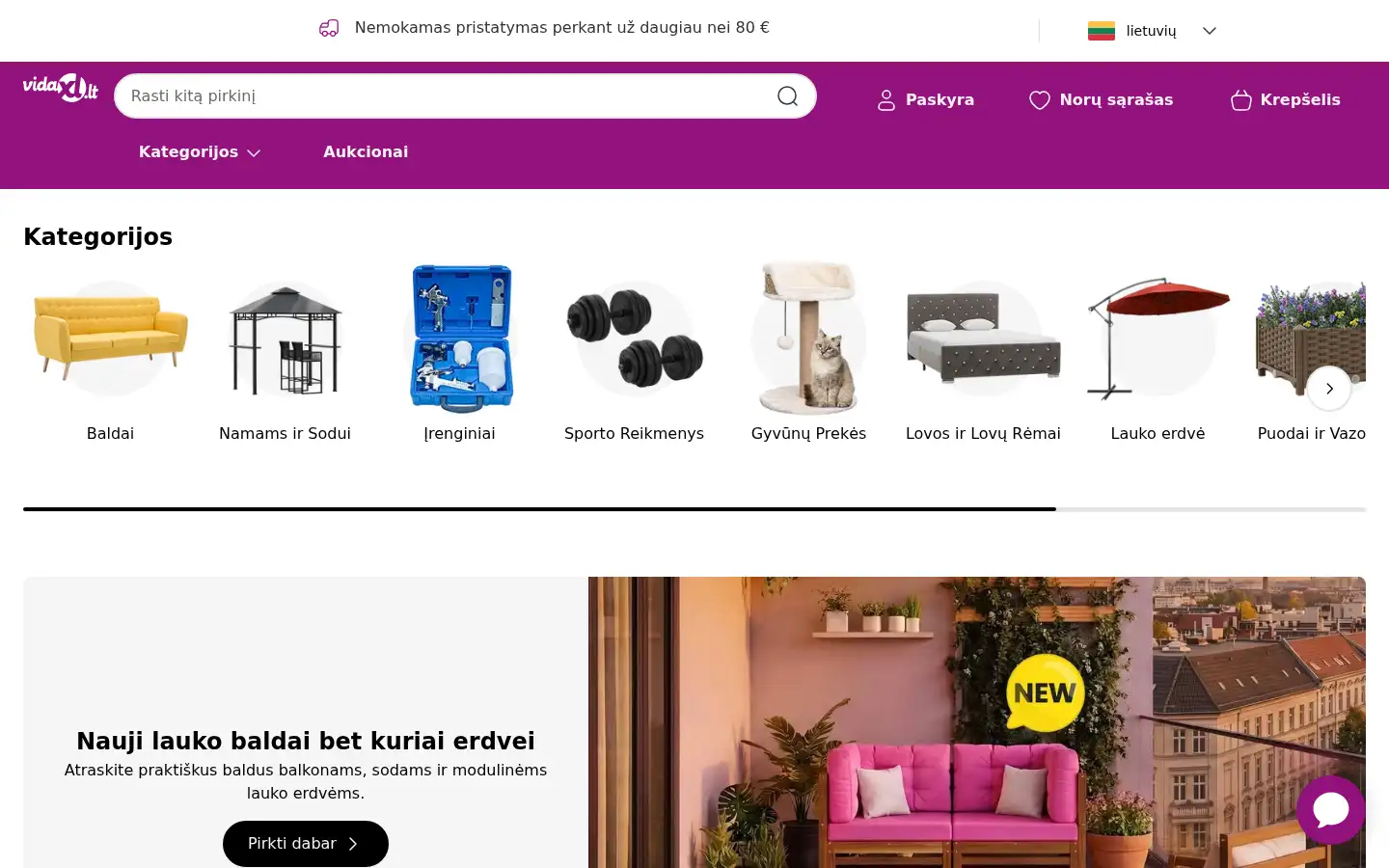 Screenshot of vidaxl.lt