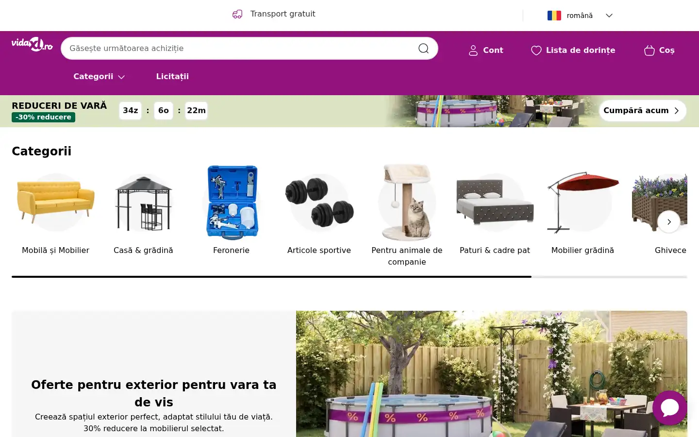 Screenshot of vidaxl.ro