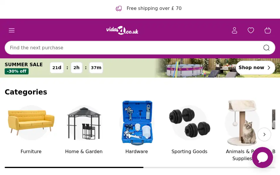 Screenshot of vidaxl.uk