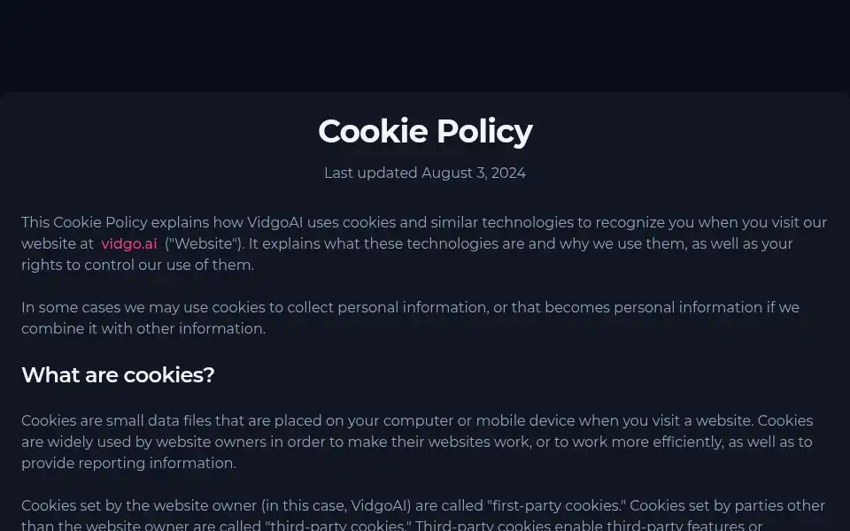 Screenshot of vidgo.ai