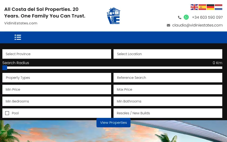 Screenshot of vidiniestates.com