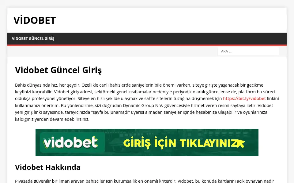 Screenshot of vidobet.com