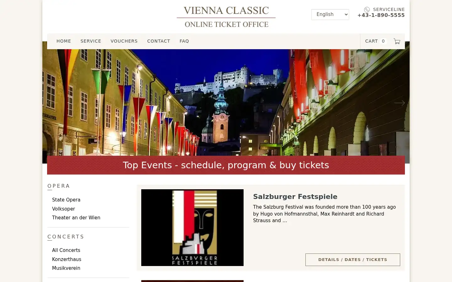 Screenshot of viennaclassic.com