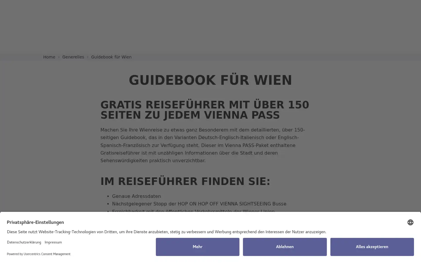 Screenshot of viennapass.de