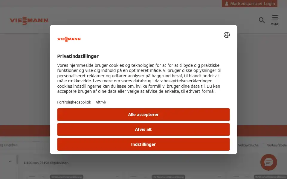 Screenshot of viessmann.dk