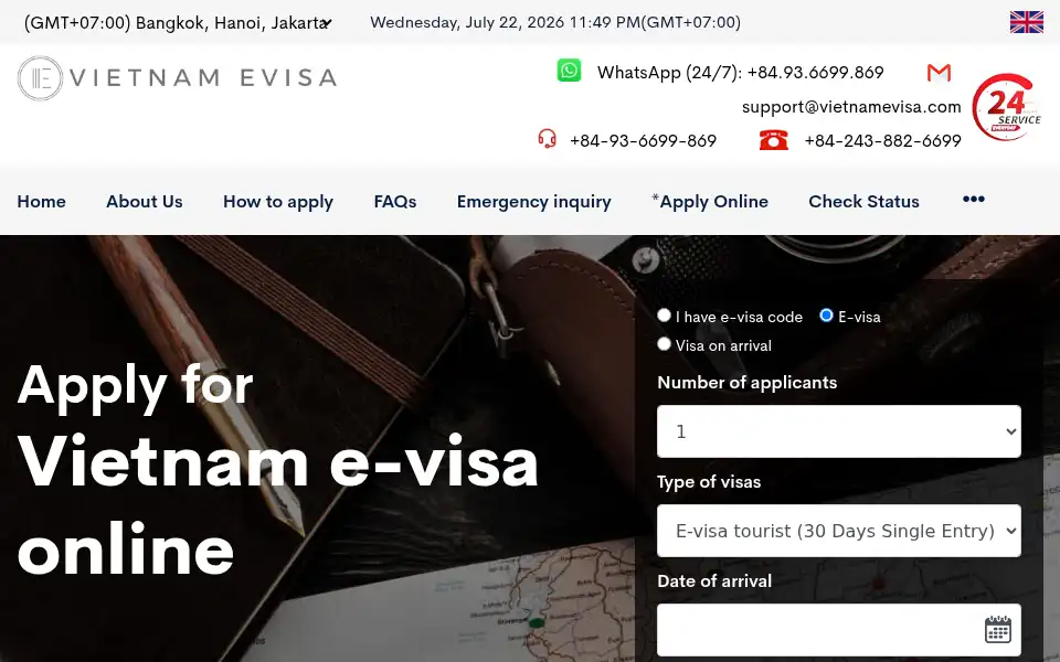 Screenshot of vietnamevisa.com