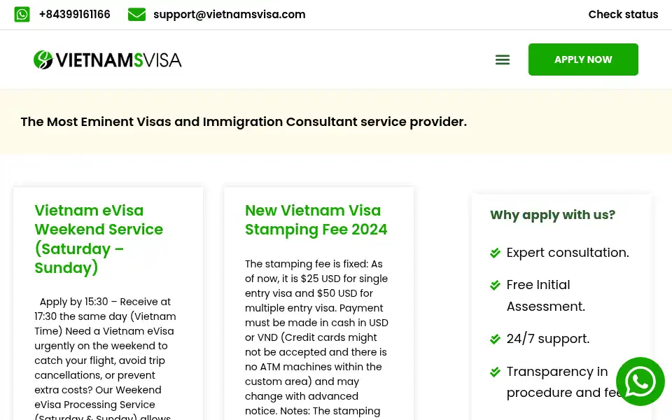 Screenshot of vietnamsvisa.com