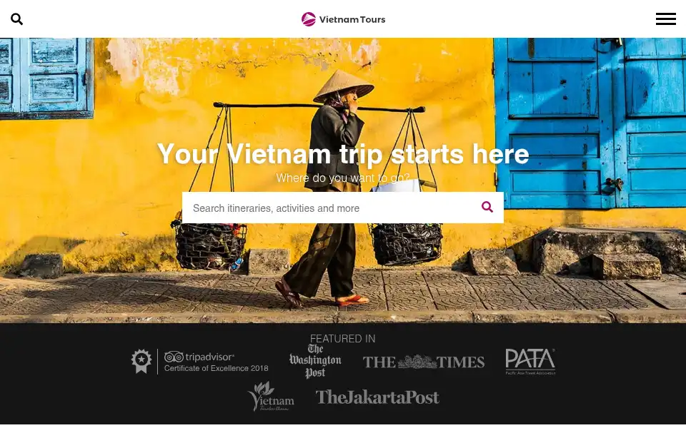 Screenshot of vietnamtours.com