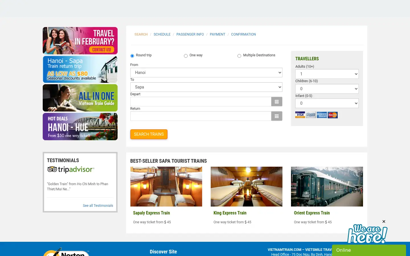 Screenshot of vietnamtrain.com