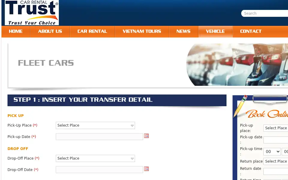 Screenshot of vietnamtrustcarrental.com
