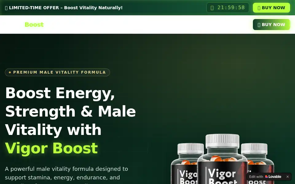 Screenshot of vigor-boost-store.lovable.app