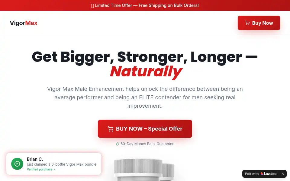 Screenshot of vigor-max-com.lovable.app