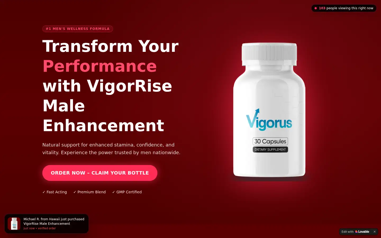 Screenshot of vigor-rise.lovable.app