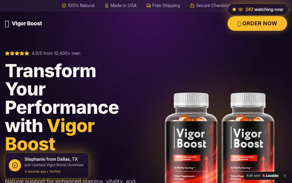 Screenshot of vigorboost-official.lovable.app