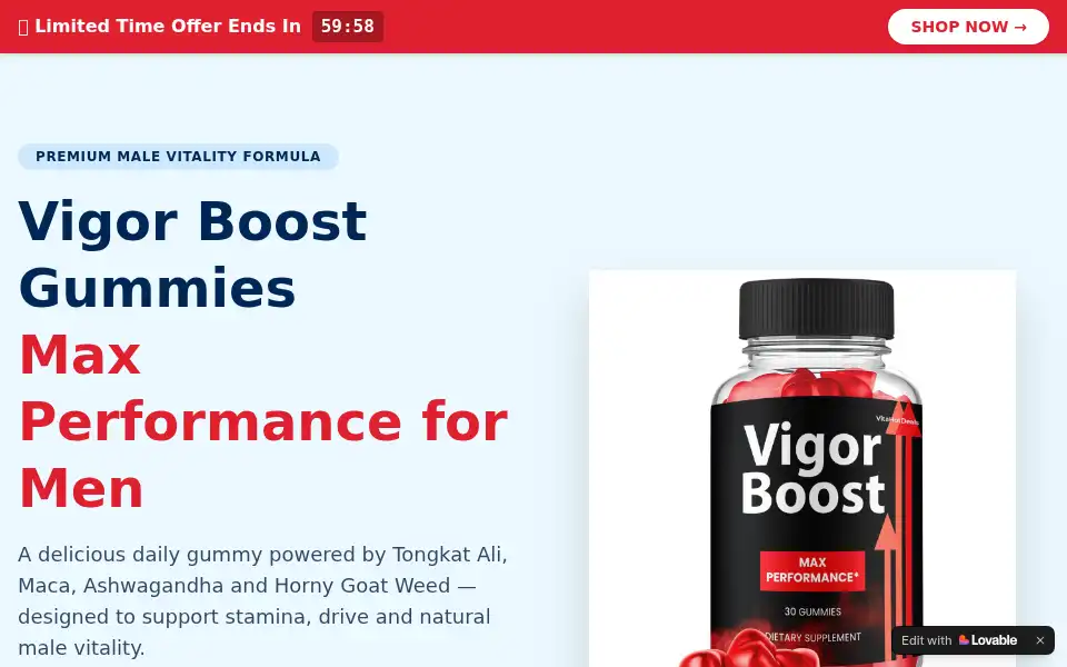 Screenshot of vigorboostgummiescom.lovable.app