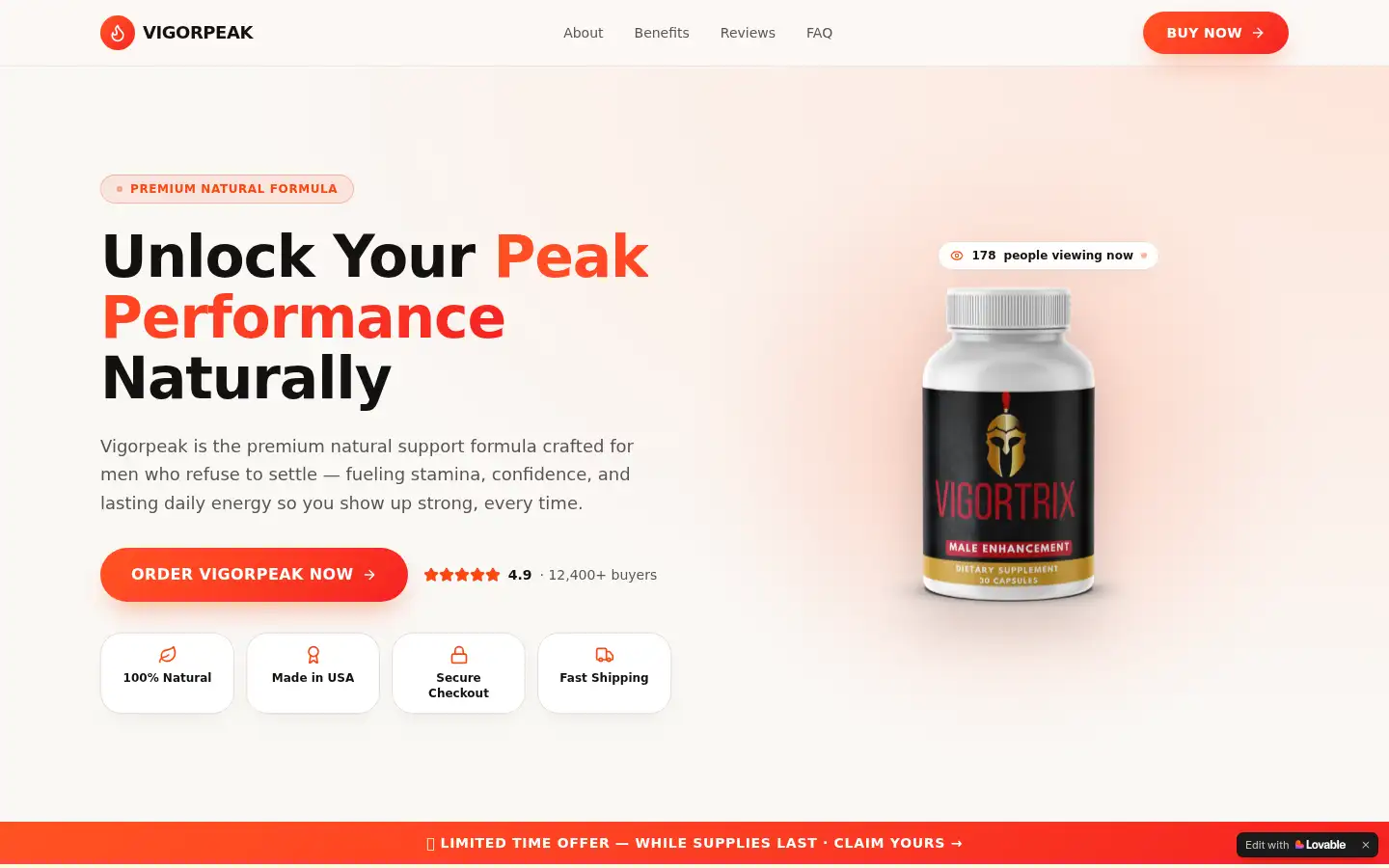 Screenshot of vigorpeak-us.lovable.app