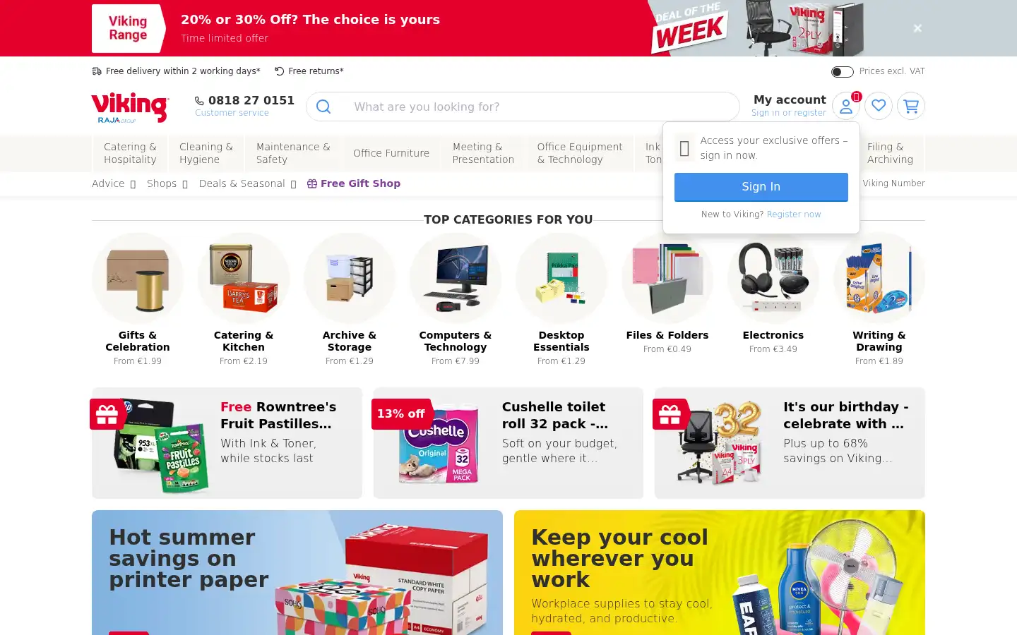 Screenshot of vikingdirect.ie