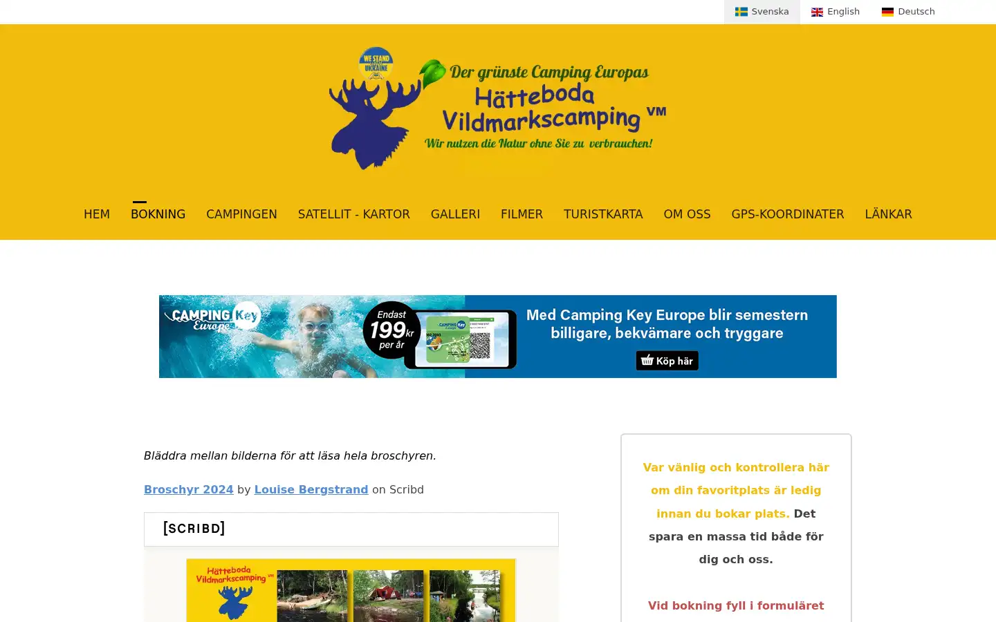 Screenshot of vildmarkscamping.se