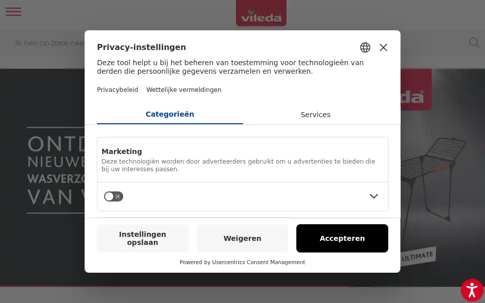 Screenshot of vileda.nl