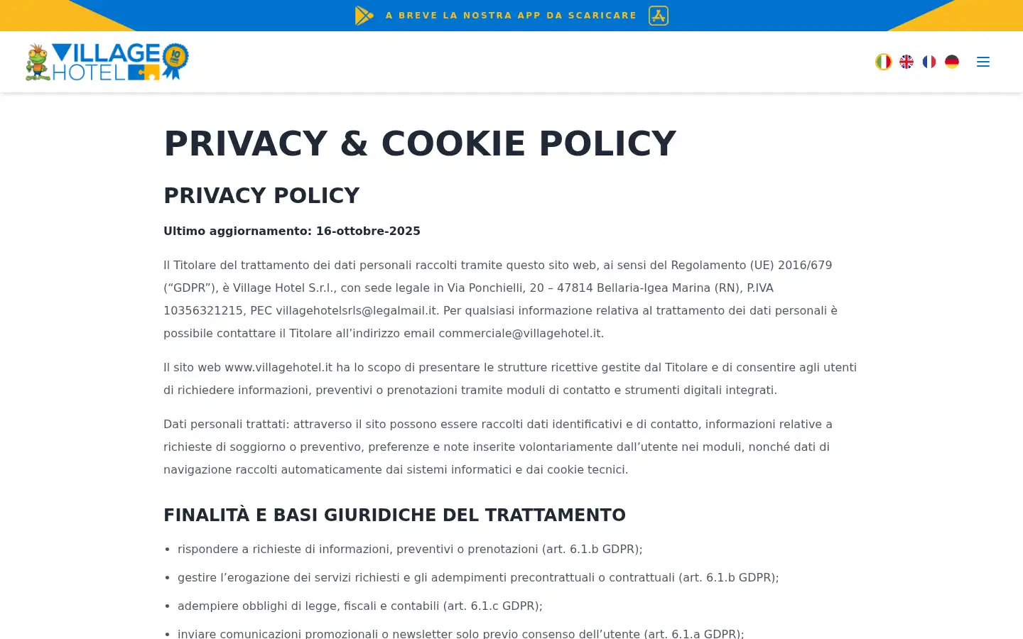 Screenshot of villagehotel.it