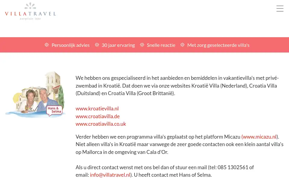 Screenshot of villatravel.nl