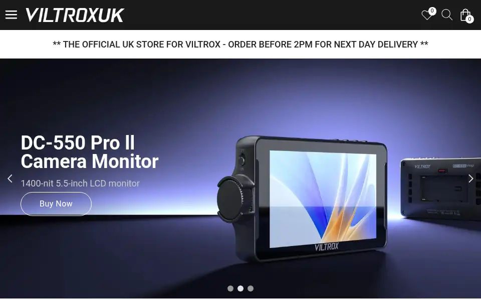Screenshot of viltrox.co.uk