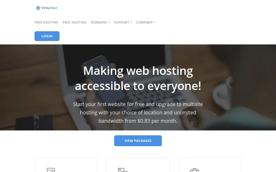 Screenshot of vimlyhost.com