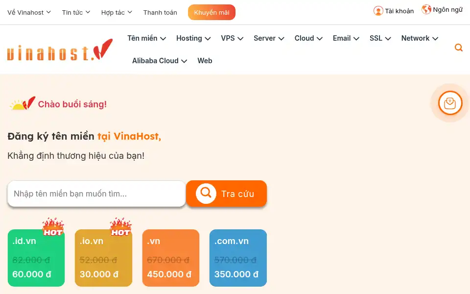 Screenshot of vinahost.vn