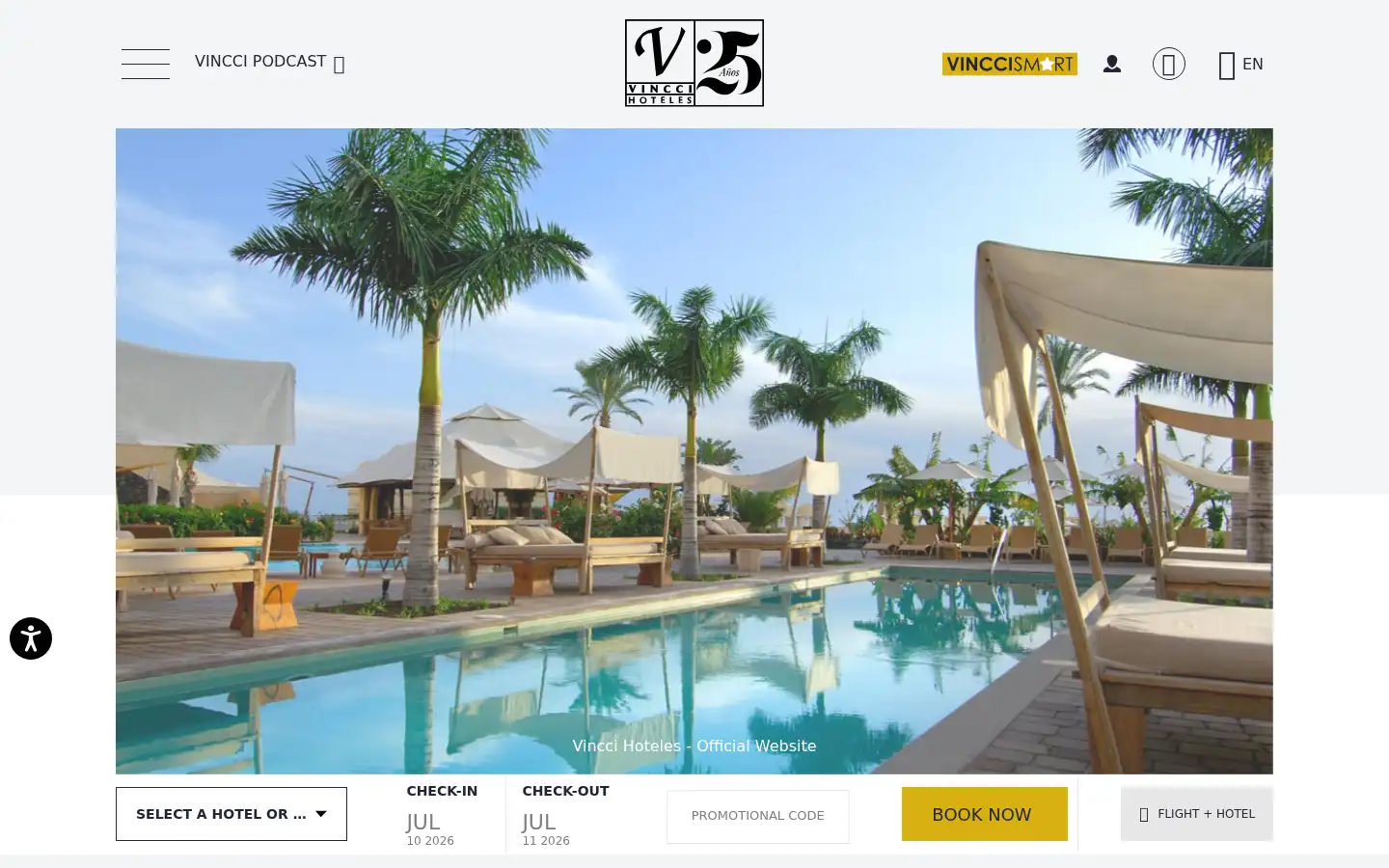 Screenshot of vinccihoteles.com