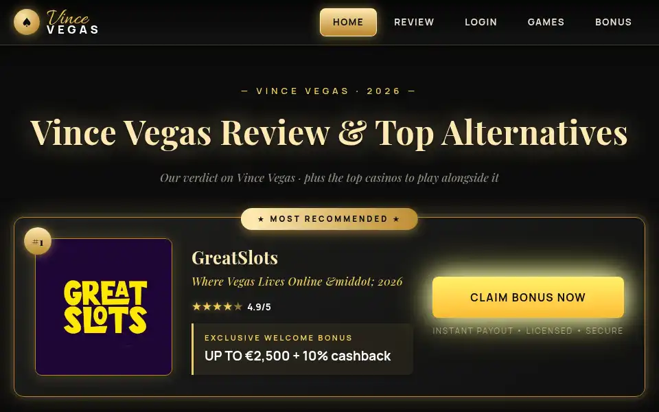 Screenshot of vincevegas.net