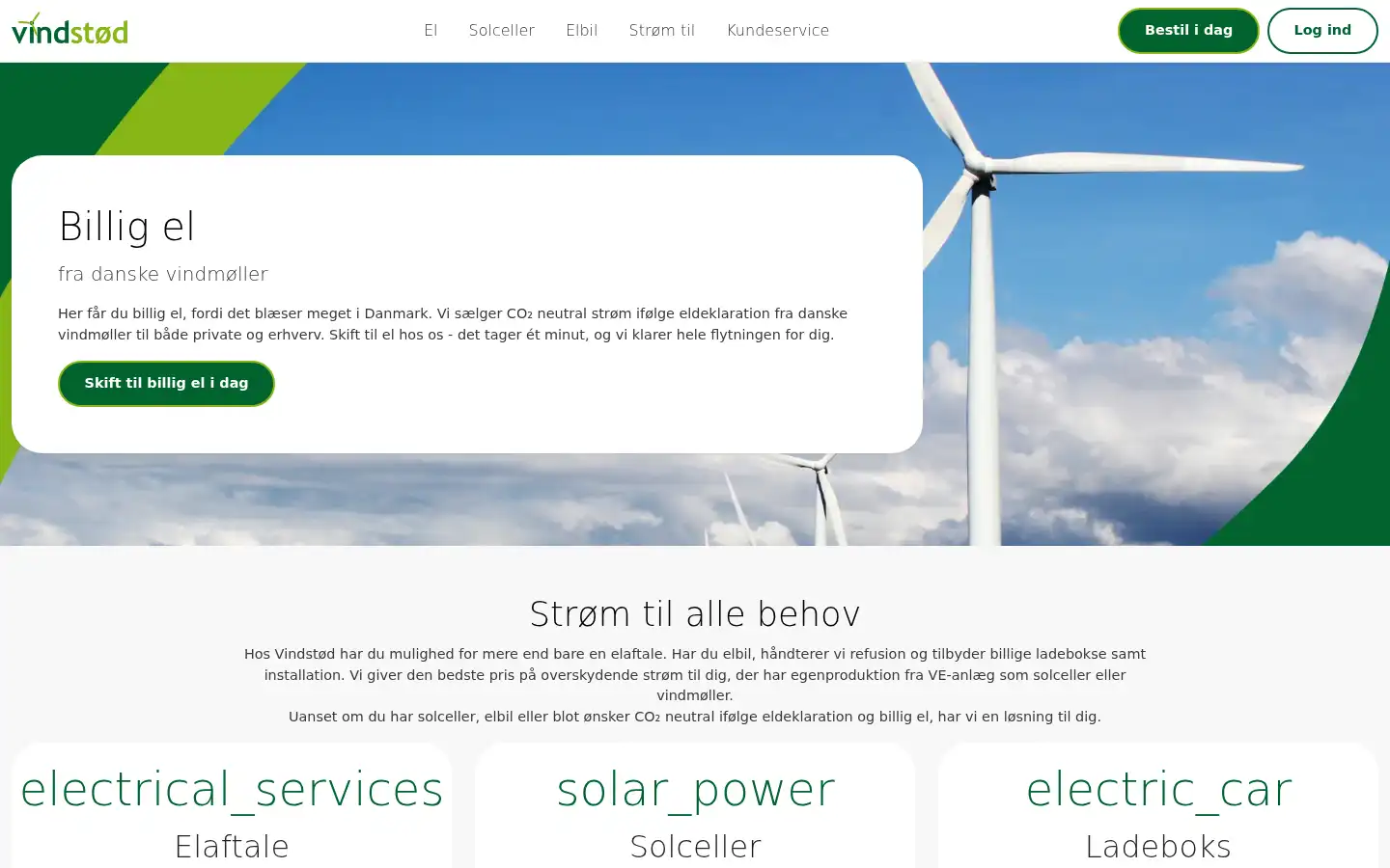 Screenshot of vindstoed.dk
