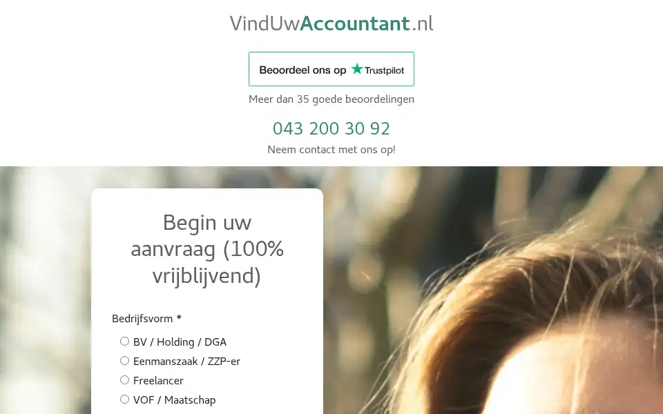 Screenshot of vinduwaccountant.nl