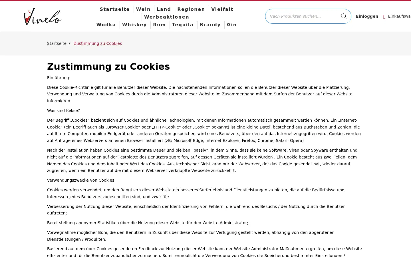 Screenshot of vinelo.de