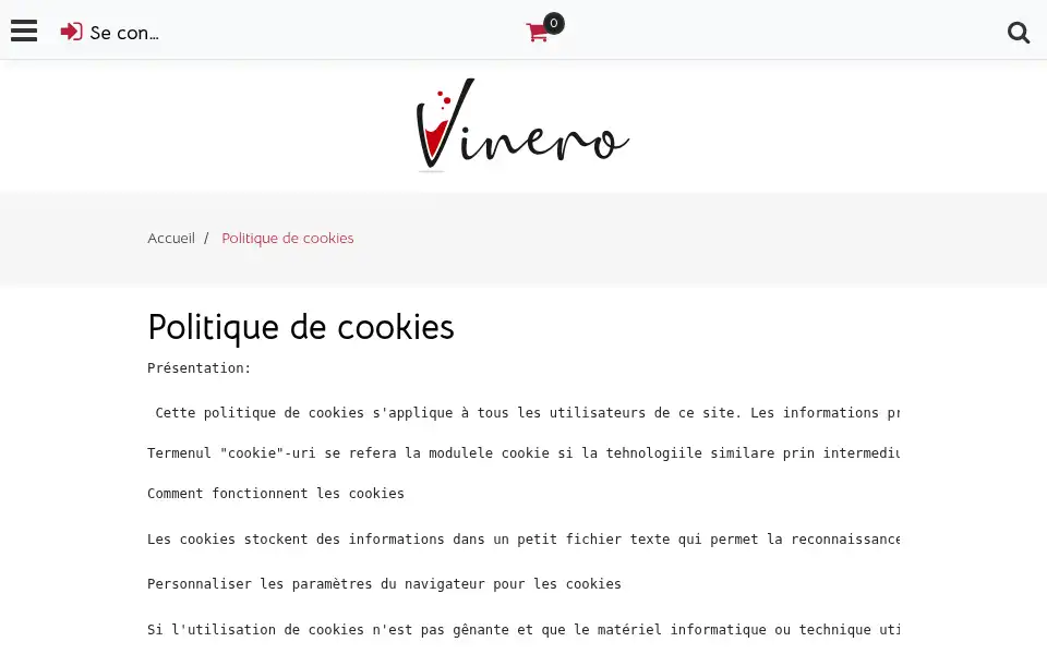 Screenshot of vinero.fr