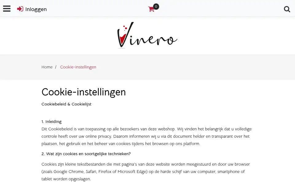 Screenshot of vinero.nl