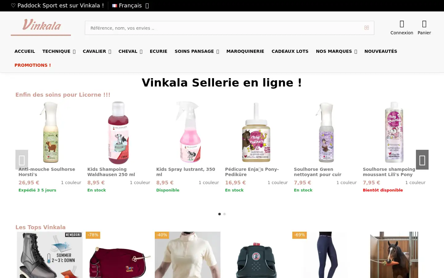 Screenshot of vinkala.fr