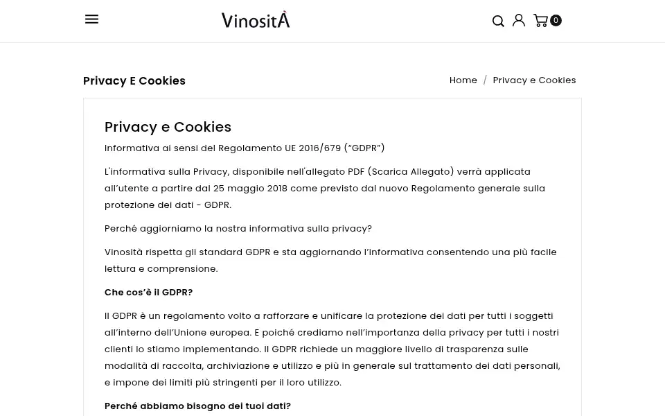 Screenshot of vinosita.com