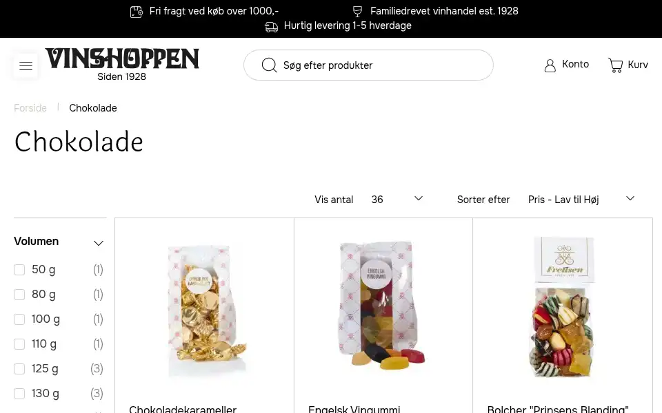 Screenshot of vinshoppen.dk