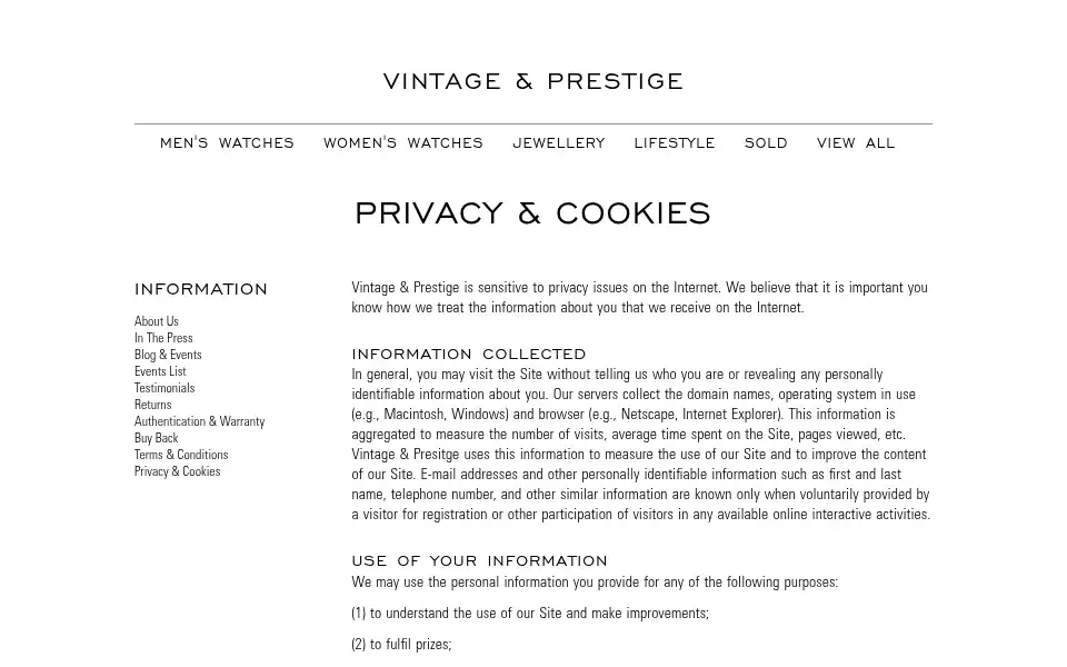 Screenshot of vintageandprestige.com