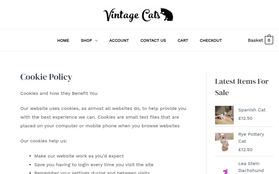 Screenshot of vintagecats.co.uk