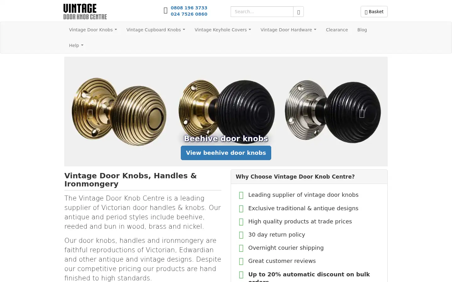 Screenshot of vintagedoorknobs.co.uk