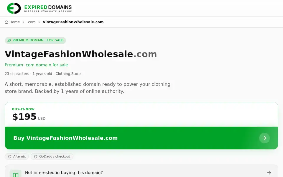 Screenshot of vintagefashionwholesale.com