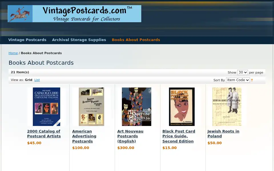 Screenshot of vintagepostcards.com